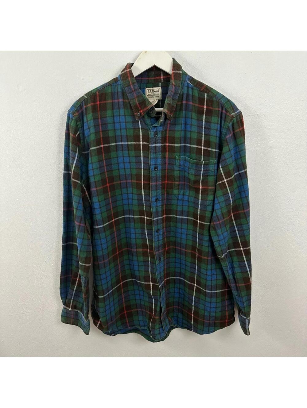 L.L. Bean Plaid Slightly Fitted Button Down Shirt Men's Size L